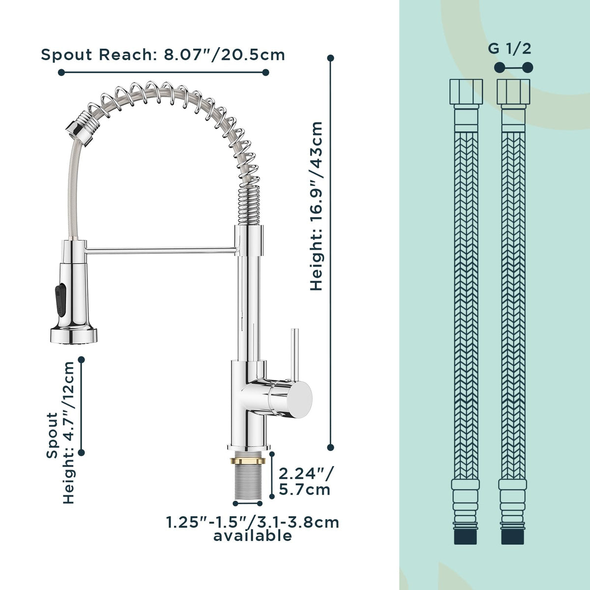 FORIOUS High Arc Swivel 360° Kitchen Sink Tap with Pull Down Sprayer NEW
