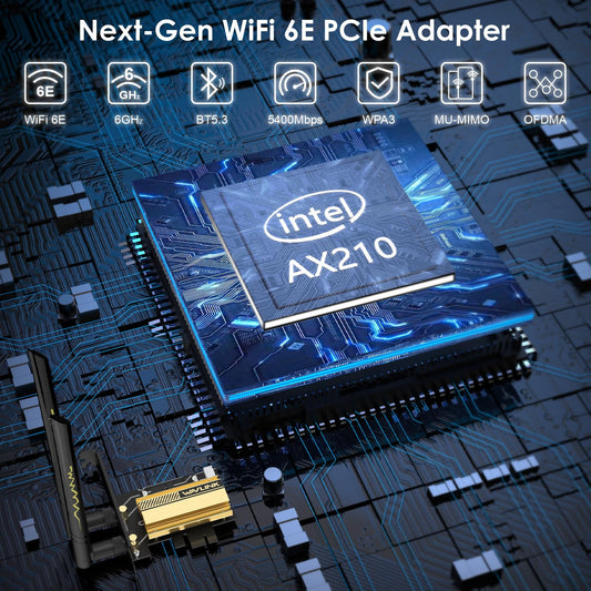 WAVLINK WiFi 6E PCIe AX5400M Tri-Band Wireless Network Card High-Speed NEW