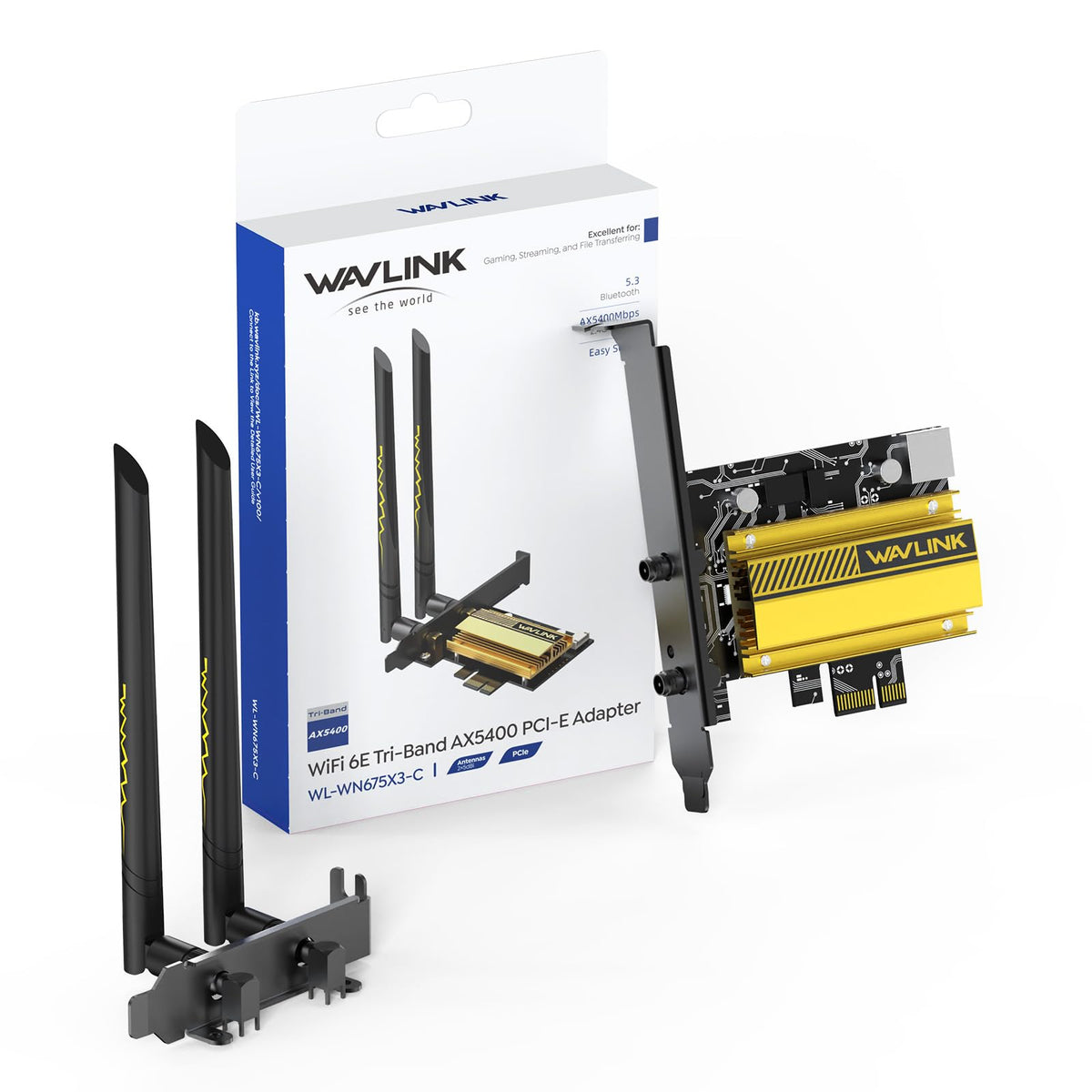 WAVLINK WiFi 6E PCIe AX5400M Tri-Band Wireless Network Card High-Speed NEW