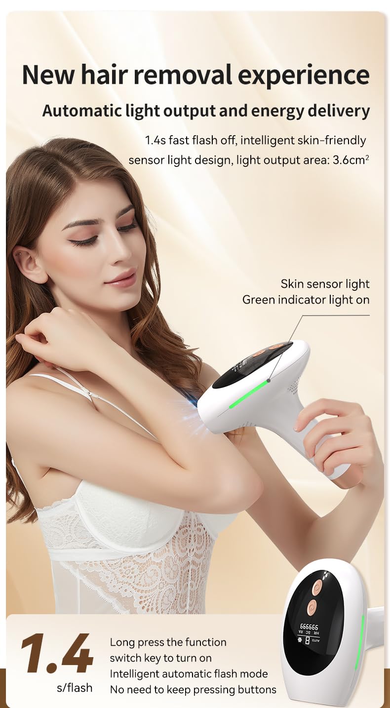 Intense Pulsed Light (IPL) Laser Hair Removal Device in White & Pink NEW