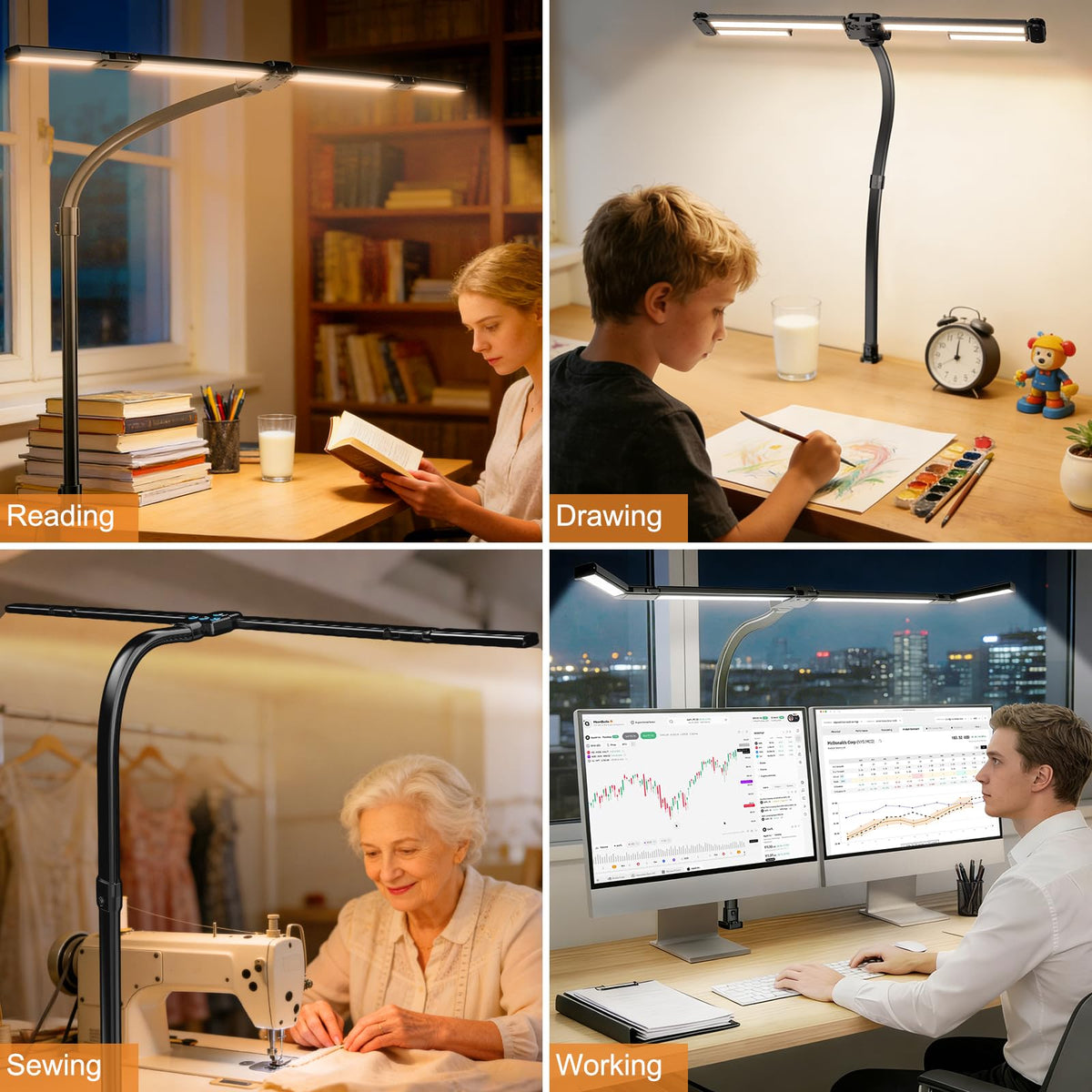 Rimposky Adjustable Aluminium Metal LED Desk Lamp Bright 24W Home Office NEW