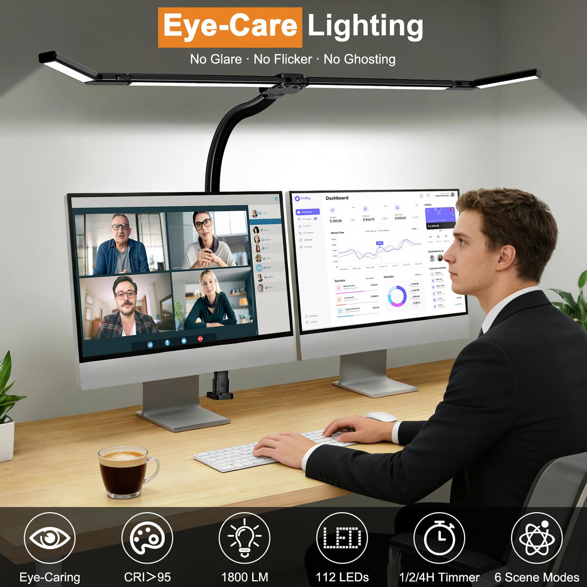 Rimposky Adjustable Aluminium Metal LED Desk Lamp Bright 24W Home Office NEW