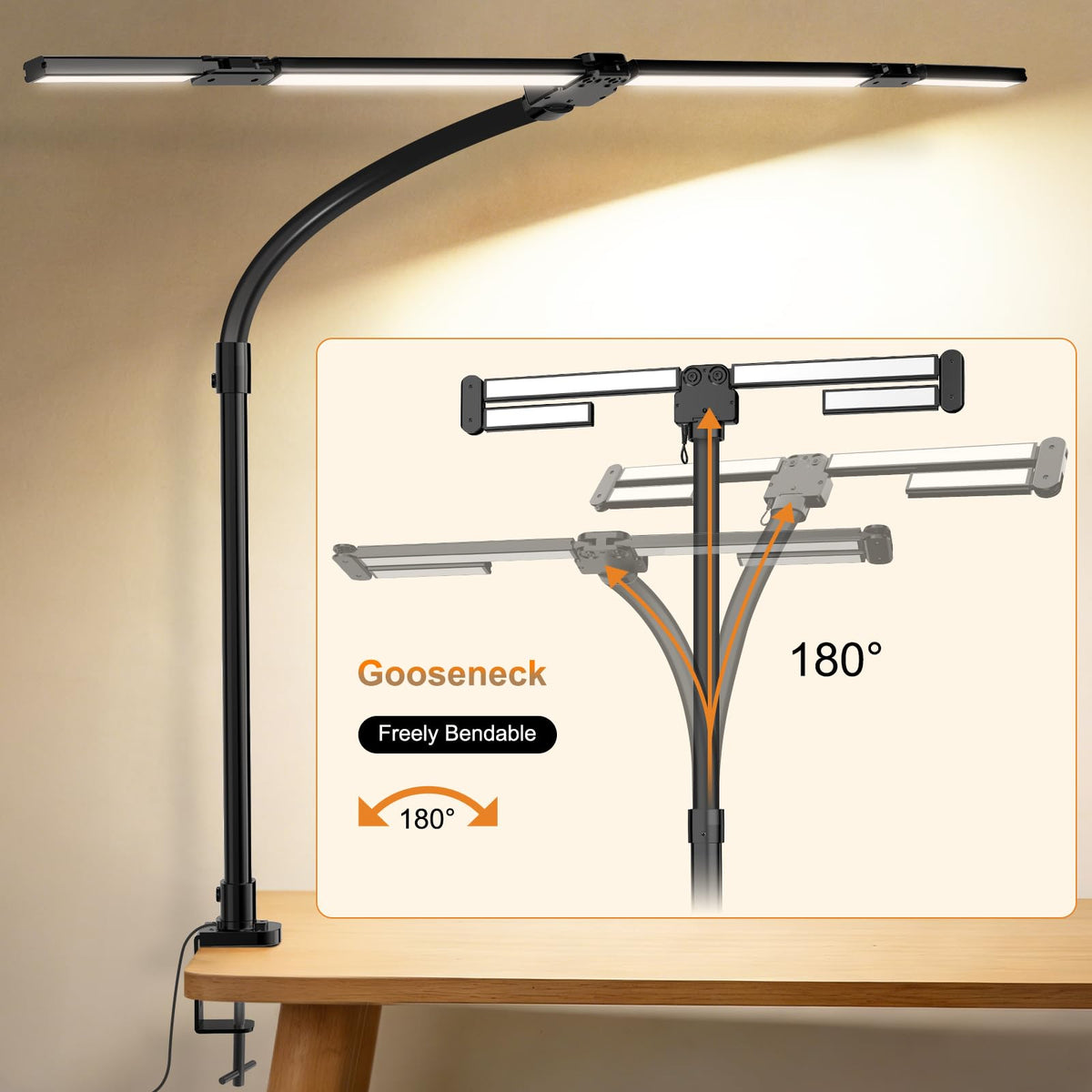 Rimposky Adjustable Aluminium Metal LED Desk Lamp Bright 24W Home Office NEW