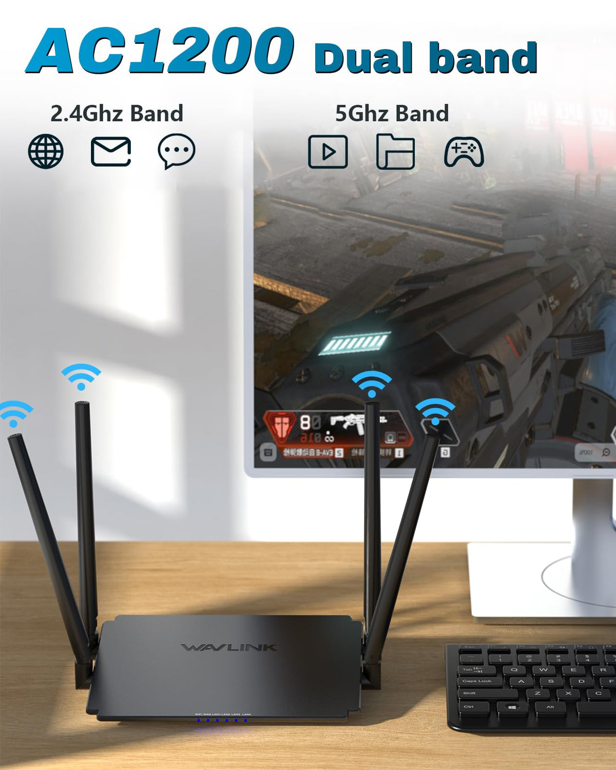 WAVLINK AC1200 Routers Dual Band WiFi Router - High-Speed Wireless Internet NEW