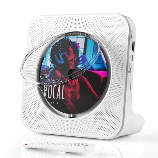 Portable Bluetooth CD Player with HiFi Stereo Speakers, White, Compact DEMO