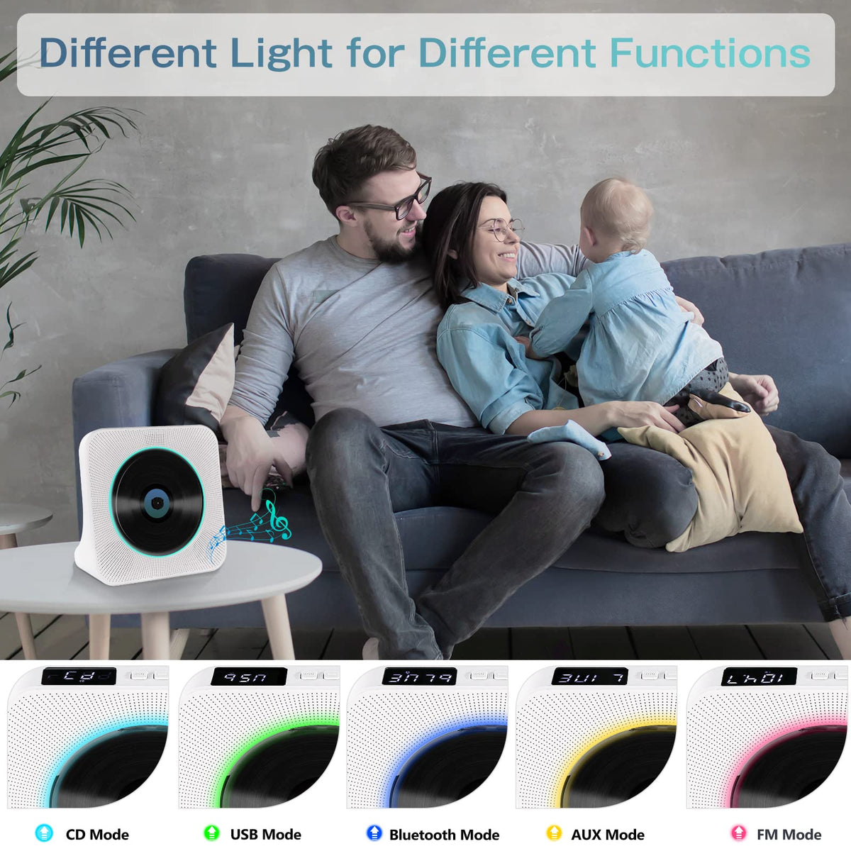 Portable Bluetooth CD Player with HiFi Stereo Speakers, White, Compact DEMO