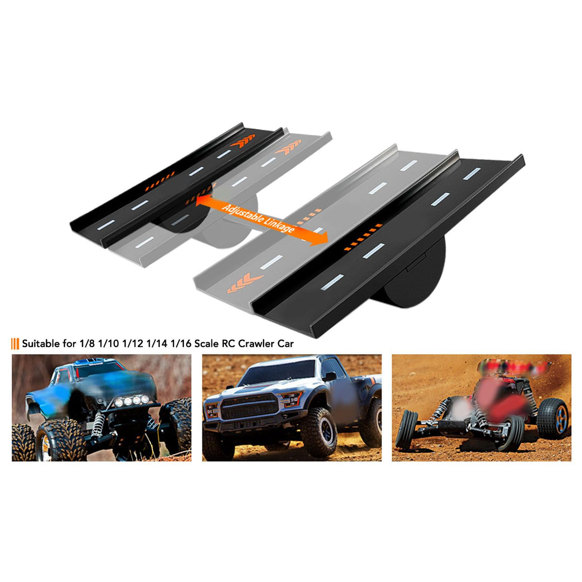 Portable RC Car Jump Ramp Adjustable Plastic Racing Takeoff Board Black DEMO