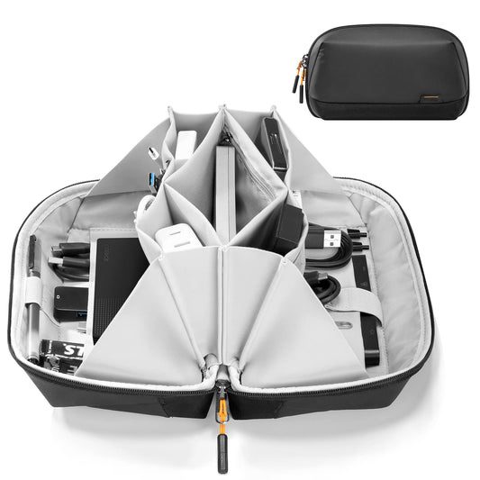 Inateck Unisex Large Cable Organizer Bag 180° Open Polyester Black Size DEMO