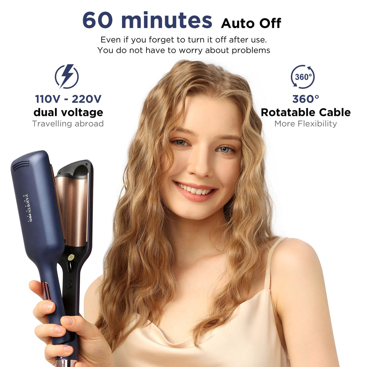 PARWIN PRO Wavers BEAUTY Ceramic Tourmaline Hair Waver Crimper Curling Iron NEW