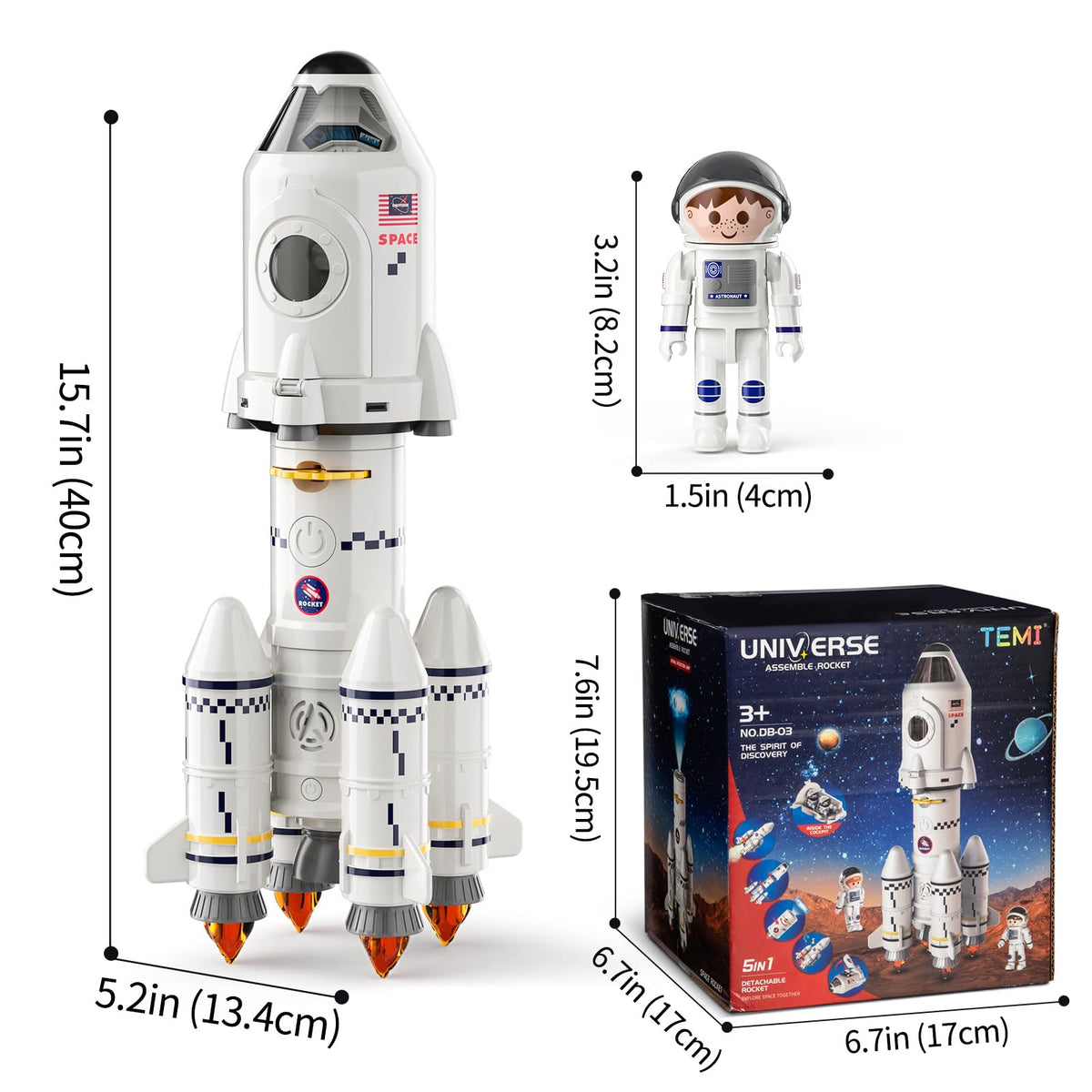 TEMI Educational Science Rocket Toys for Kids Ages 3-9, Multicoloured NEW