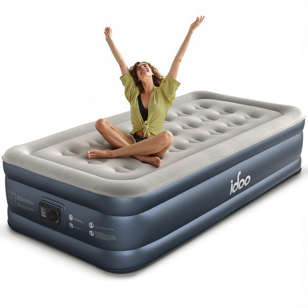 iDOO 15" Air Mattresses Single Gray Air Mattress with Built-in Electric NEW