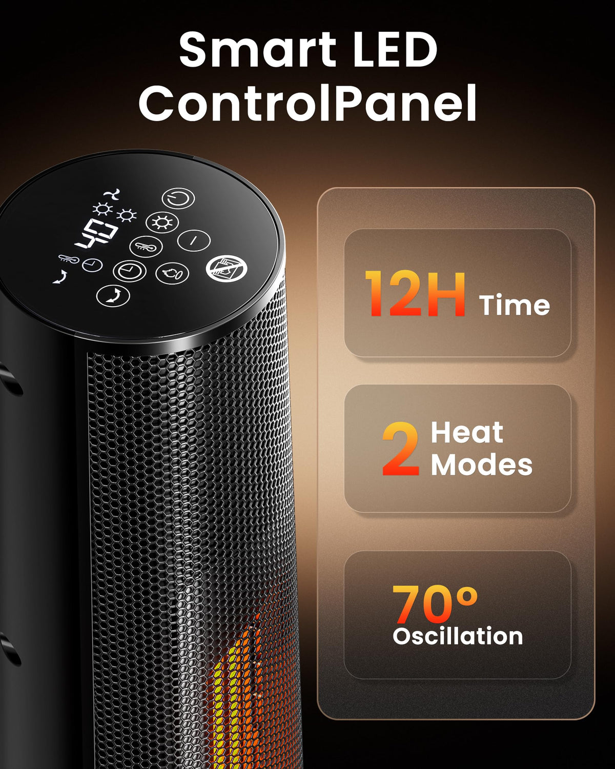 STORM HERO 2000W Electric Tower Space Heater for Bedroom Heating Black NEW