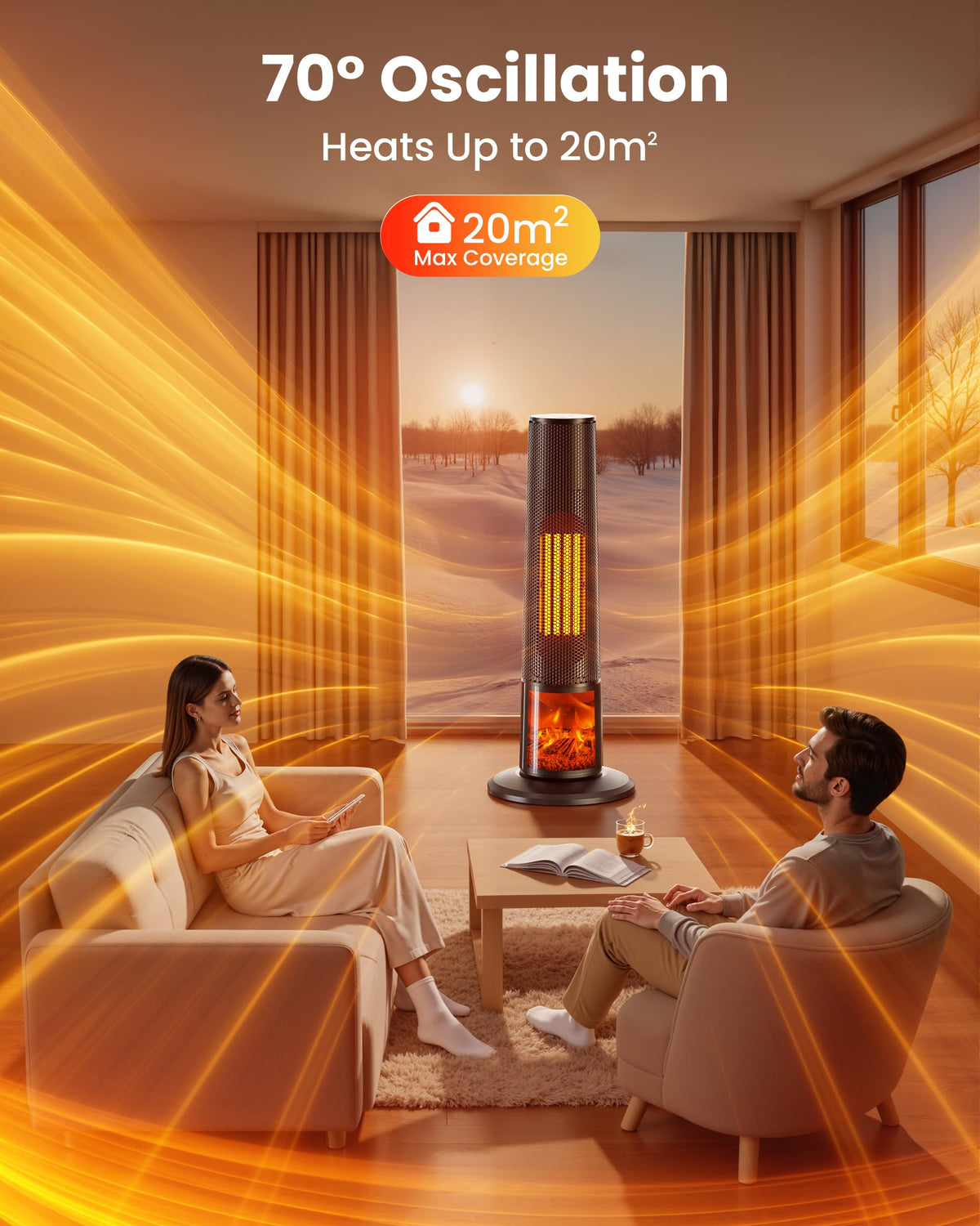 STORM HERO 2000W Electric Tower Space Heater for Bedroom Heating Black NEW