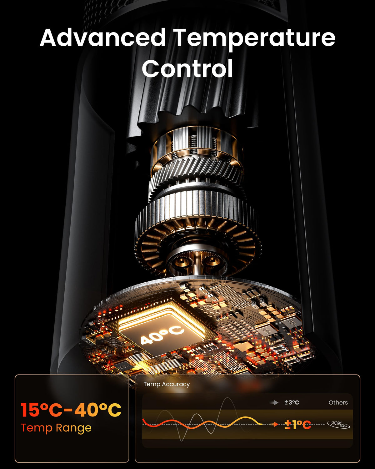 STORM HERO 2000W Electric Tower Space Heater for Bedroom Heating Black NEW