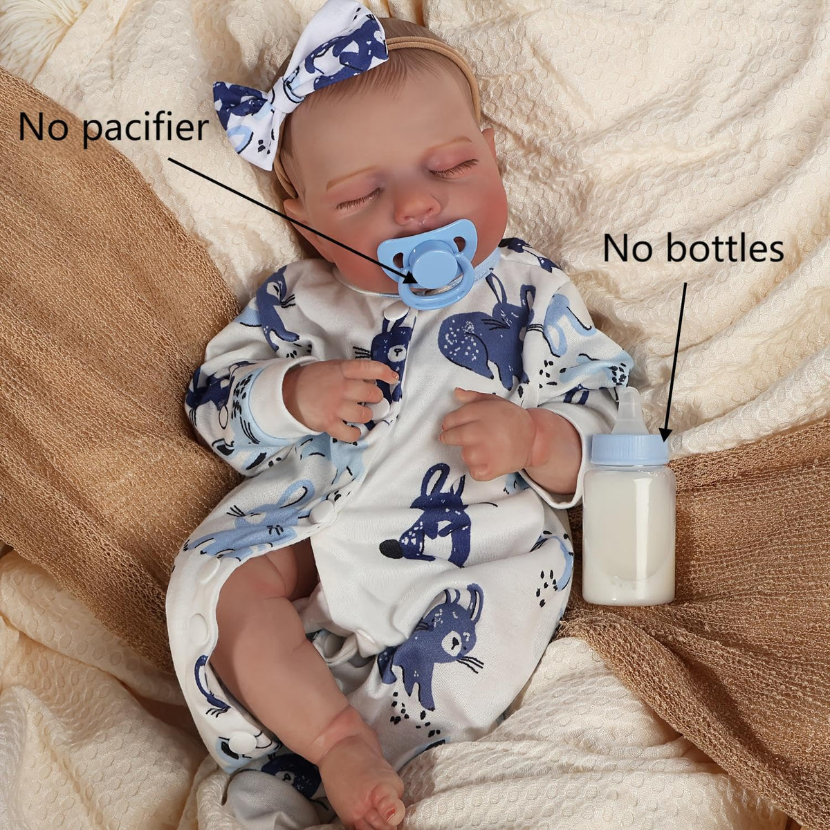 Lifelike 18" Dolls Newborn Baby Doll - Handmade Soft Vinyl Loulou for DEMO