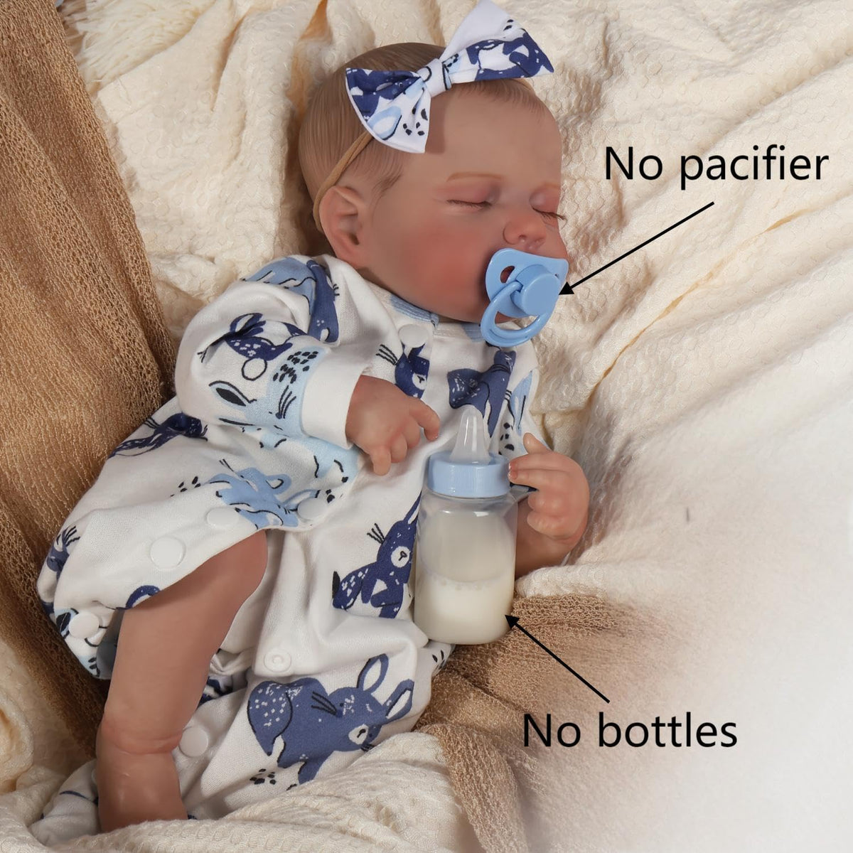 Lifelike 18" Dolls Newborn Baby Doll - Handmade Soft Vinyl Loulou for DEMO