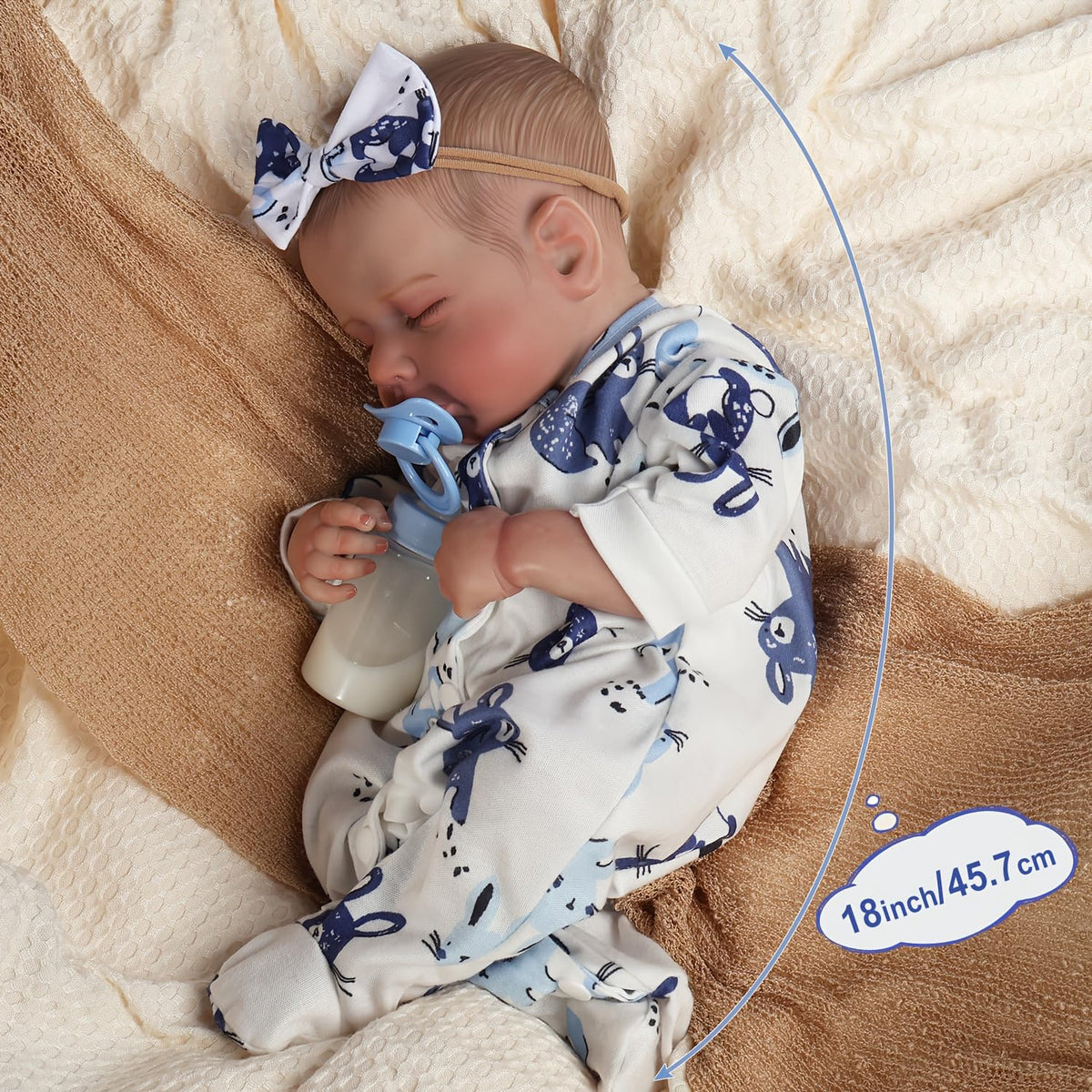 Lifelike 18" Dolls Newborn Baby Doll - Handmade Soft Vinyl Loulou for DEMO