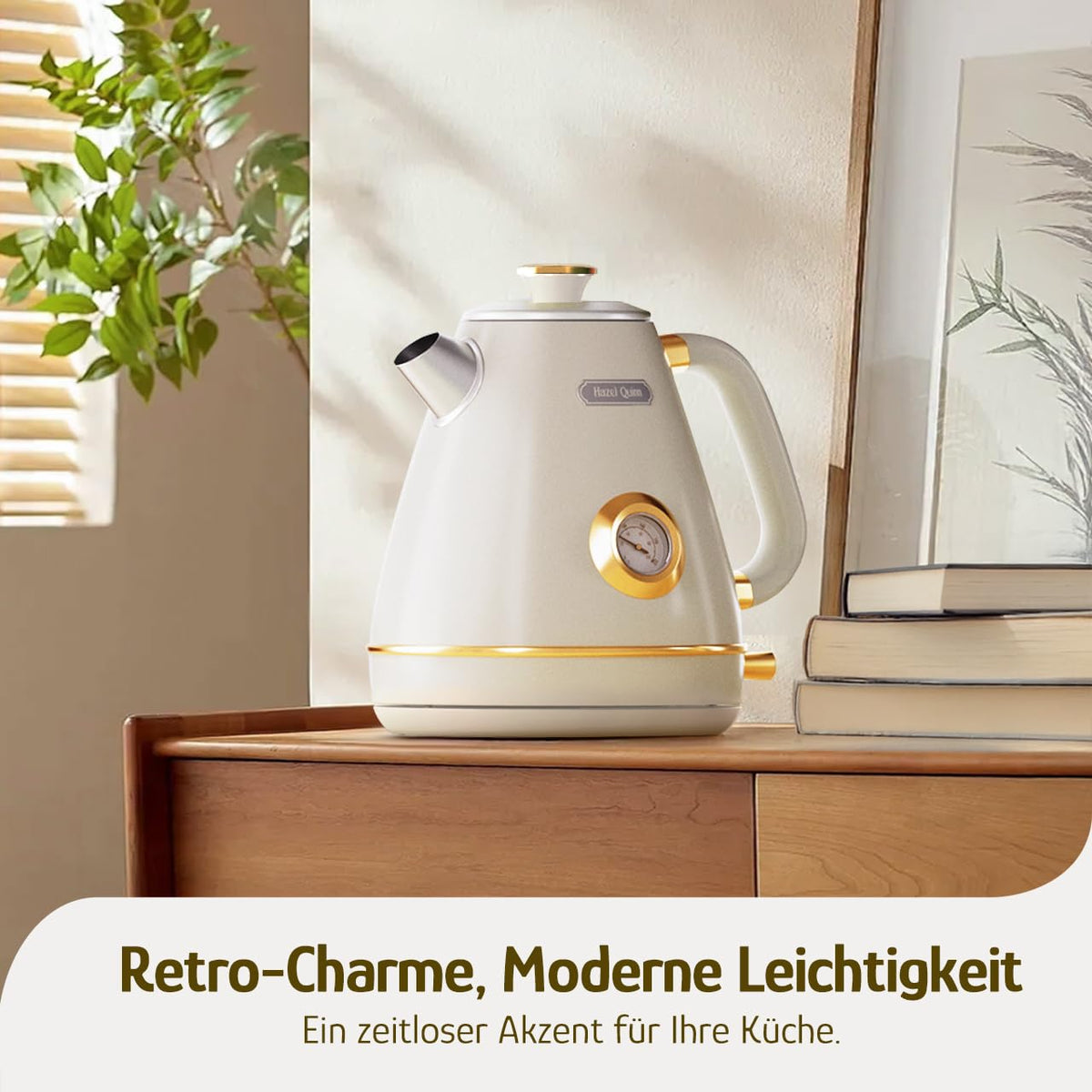 Hazel Quinn Retro Vintage Electric Kettle Stainless Steel 1.7L BPA-Free NEW