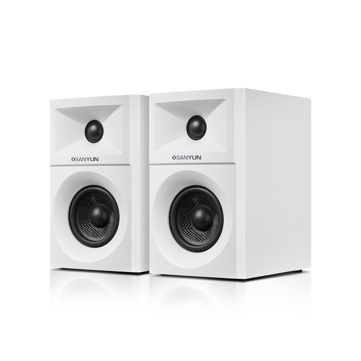 Sanyun White PC Speakers with Expanded Stereo Field and Triple-DSP NEW