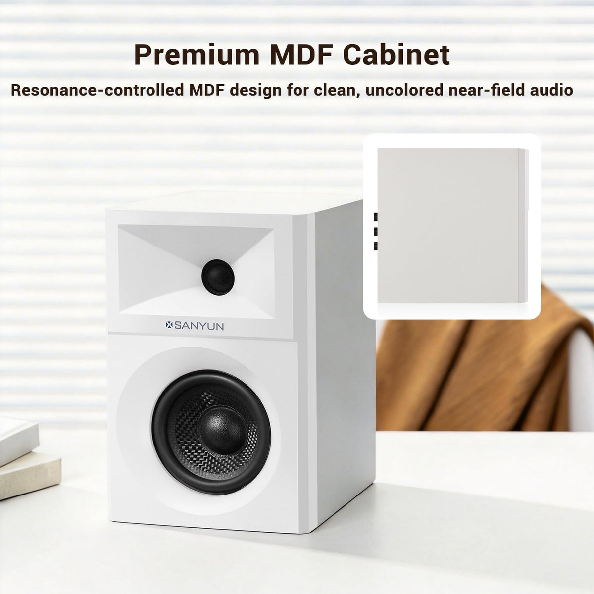 Sanyun White PC Speakers with Expanded Stereo Field and Triple-DSP NEW