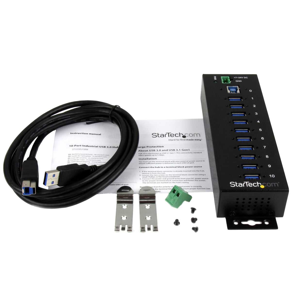 StarTech 10-Port USB Hubs USB 3.0 Hub High-Speed Data Transfer Metal NEW