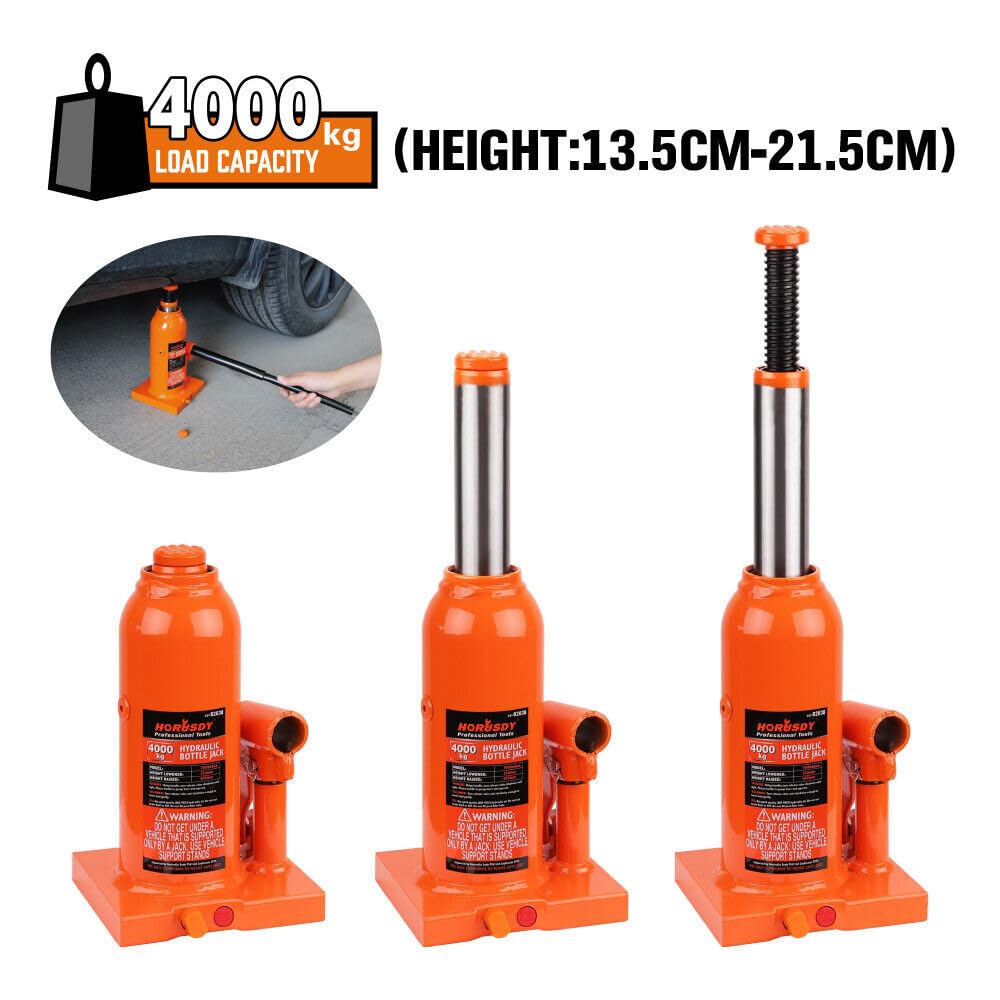 HORUSDY 4 Ton Hydraulic Bottle Jack, Welded Steel Orange Lift Hoist for NEW