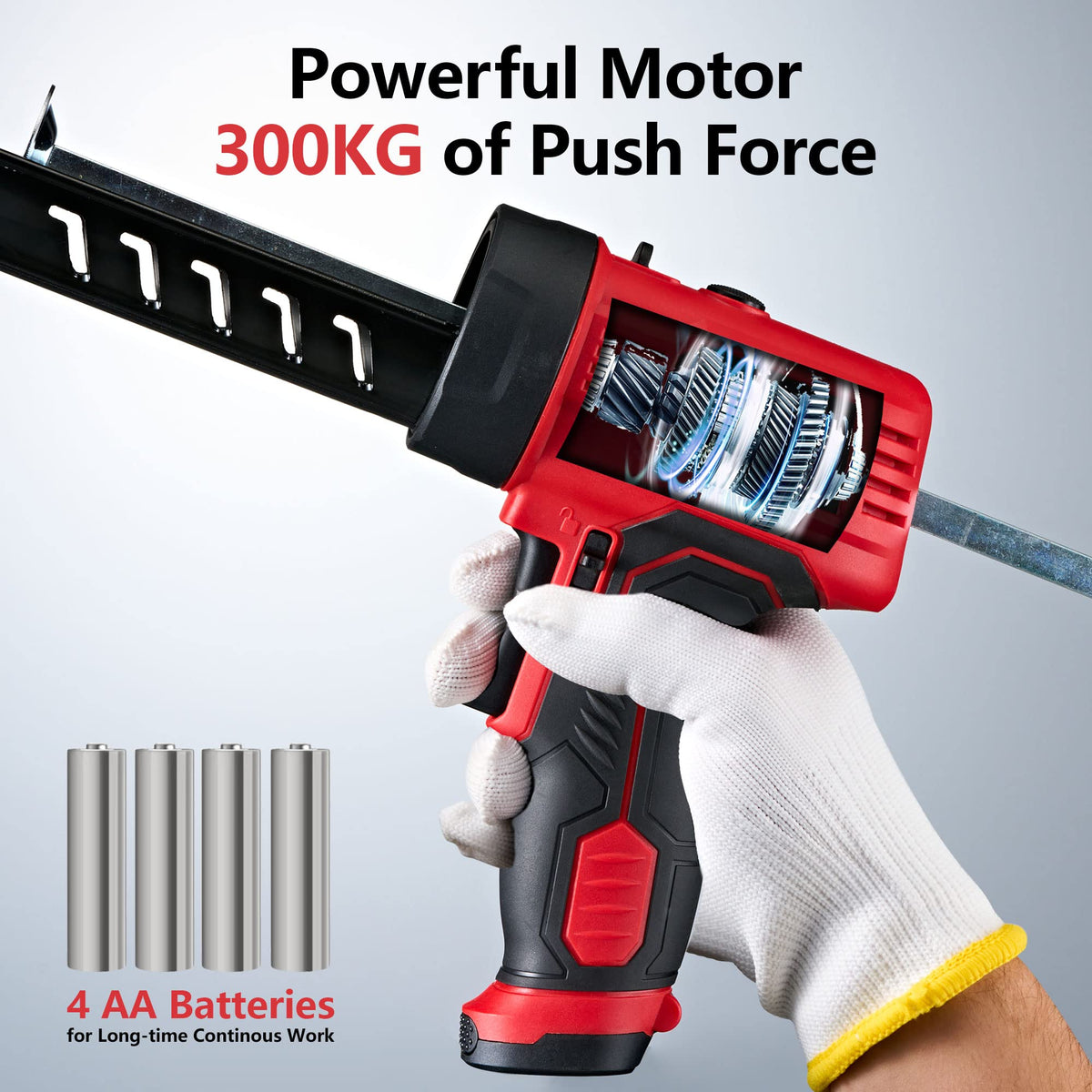 MARSOSAUR Cordless Electric Caulking Gun 300 KG Thrust Non-Drip Power Tool NEW