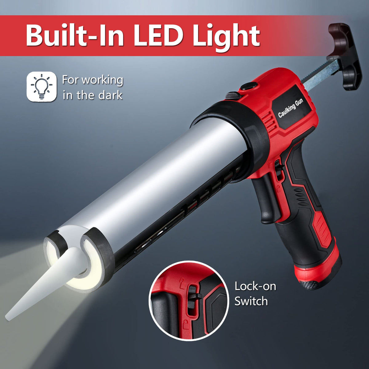 MARSOSAUR Cordless Electric Caulking Gun 300 KG Thrust Non-Drip Power Tool NEW