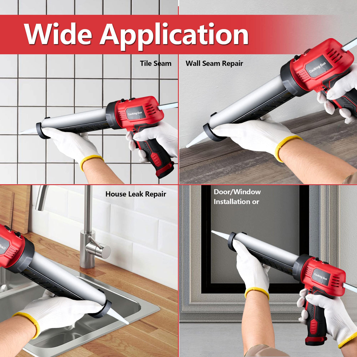 MARSOSAUR Cordless Electric Caulking Gun 300 KG Thrust Non-Drip Power Tool NEW