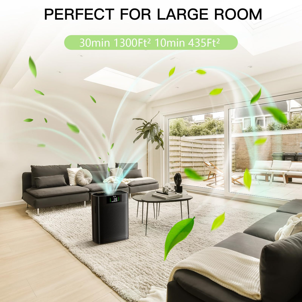AIRTOK Large Air Purifiers Air Purifier with Quality Monitor, Black - DEMO