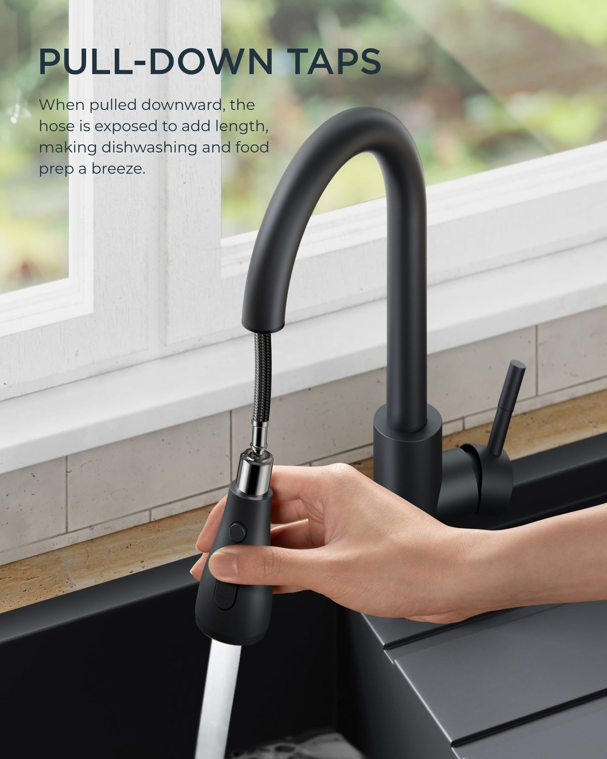 FORIOUS Touch On Kitchen Sink Taps Mixer with Pull Out Spray Swivel Matte NEW