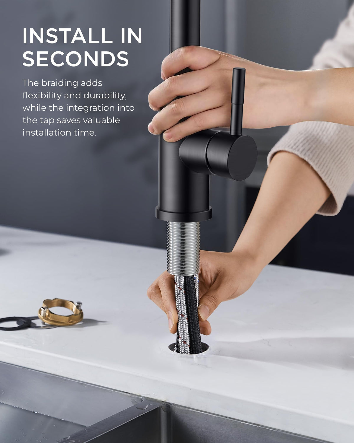 FORIOUS Touch On Kitchen Sink Taps Mixer with Pull Out Spray Swivel Matte NEW