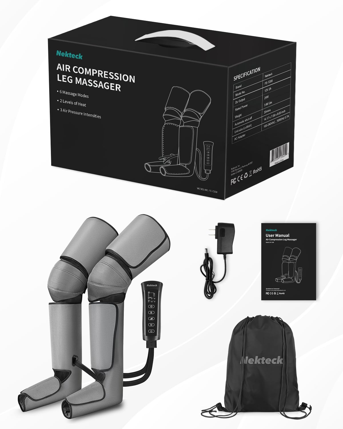Nekteck Air Compression Leg Massager for Improved Circulation and Pain DEMO