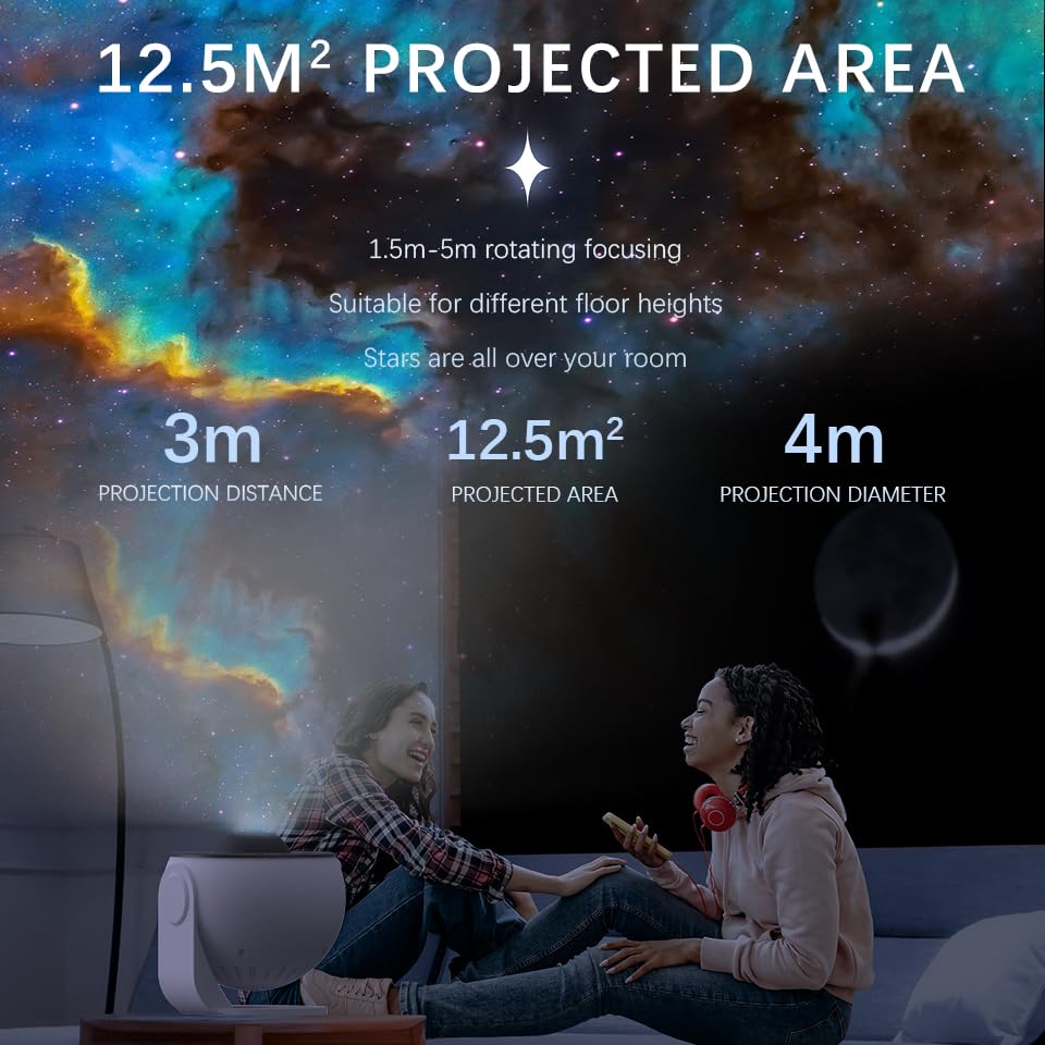 13-in-1 HD Space Slides 360° Rotating White Night Light for Bedroom, DEMO