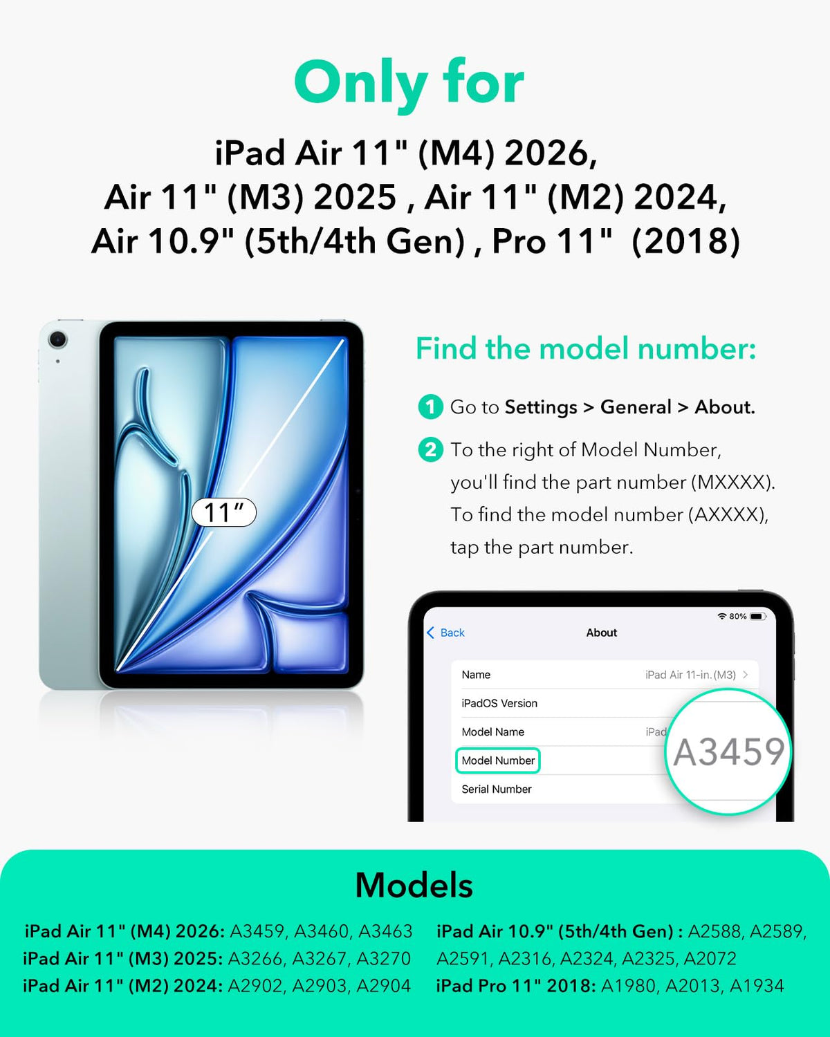 ESR Protective Tablet Cases Case for iPad Air 11" M3/M2/Air 5/4 Tablets, NEW