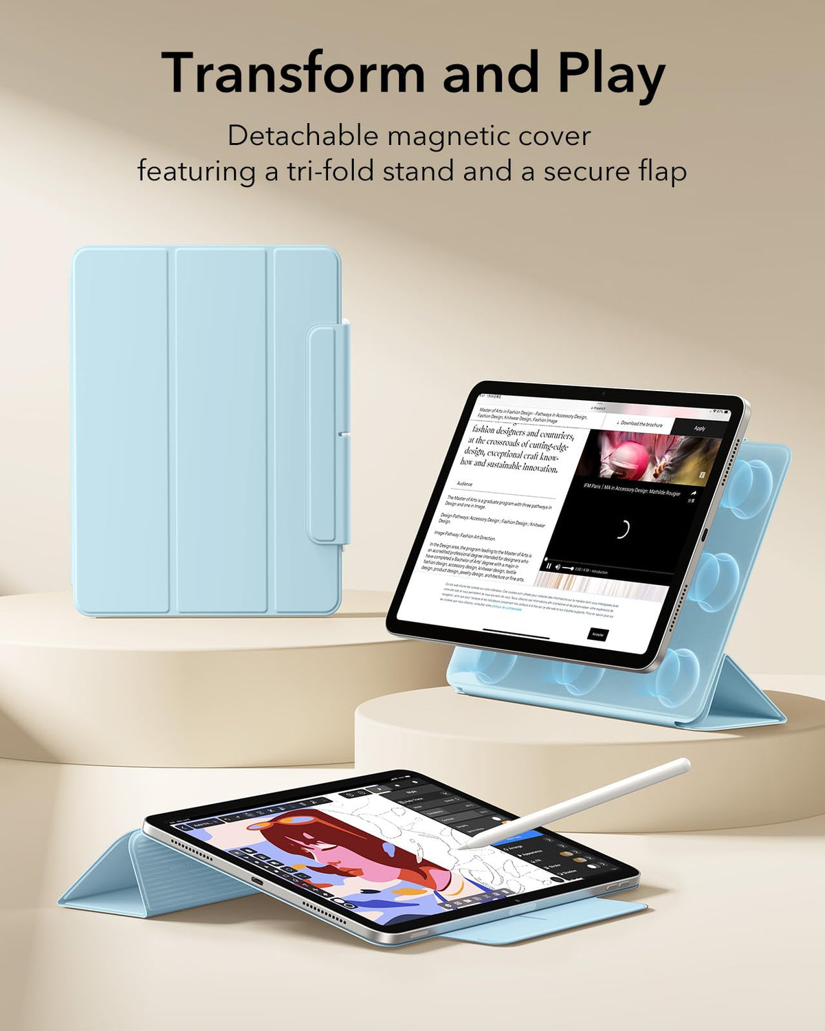 ESR Sky Blue Protective Case for iPad Air 11" 5th/4th Gen Tablet Size iPad NEW