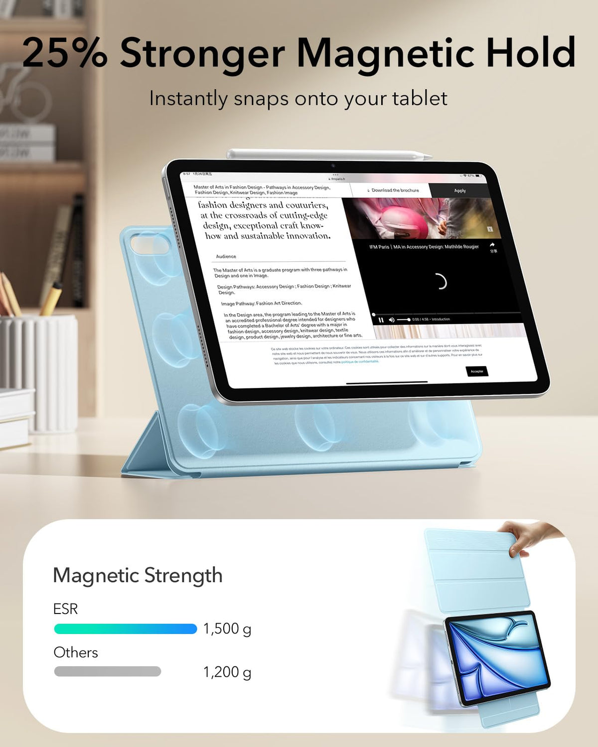 ESR Sky Blue Protective Case for iPad Air 11" 5th/4th Gen Tablet Size iPad NEW
