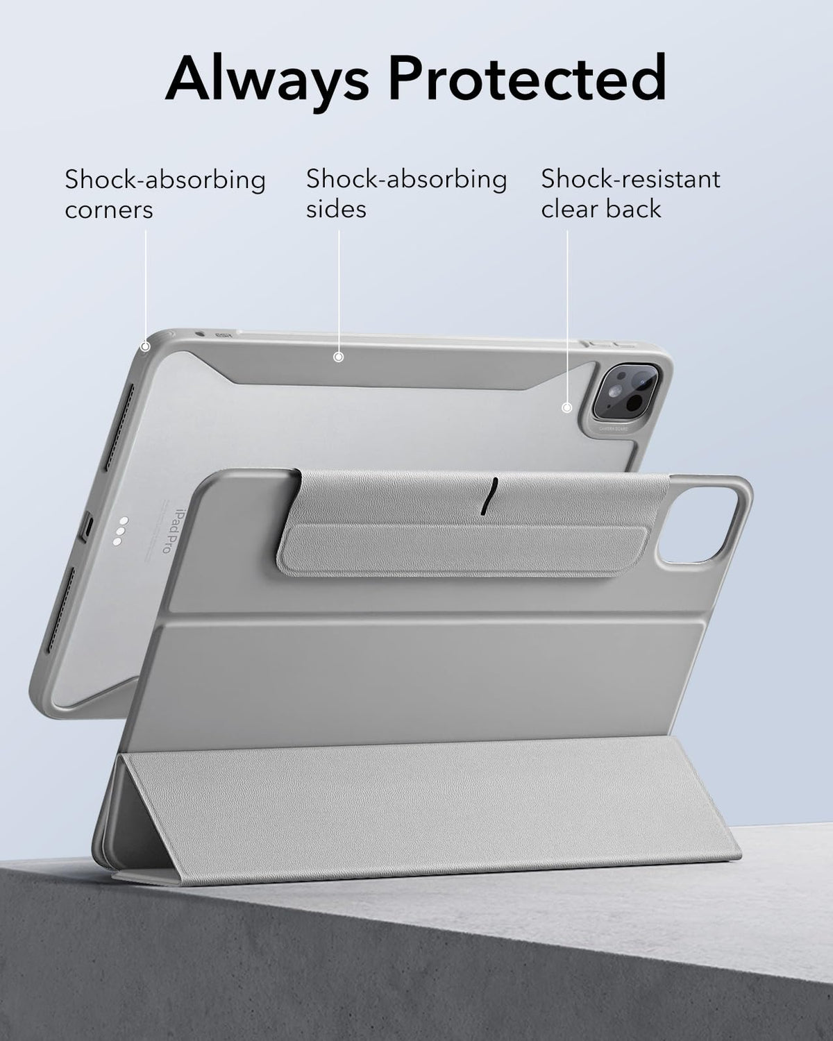 ESR Magnetic Tablet Cases Protective Cover Case for iPad Pro 11 inch, Grey, NEW