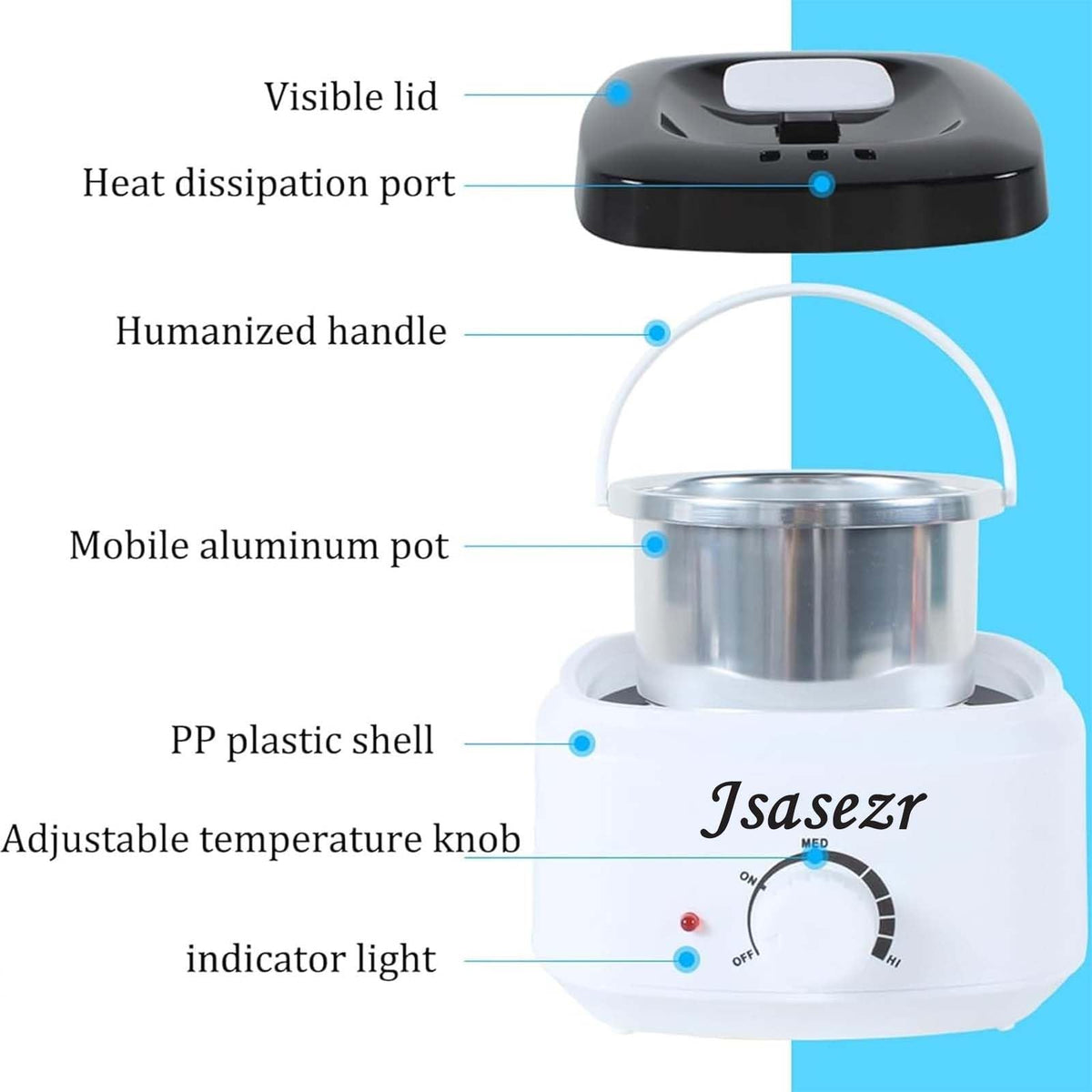 Jsasezr Hair Removal Wax Pot Heater Warmer Kit for Easy At-Home Waxing NEW