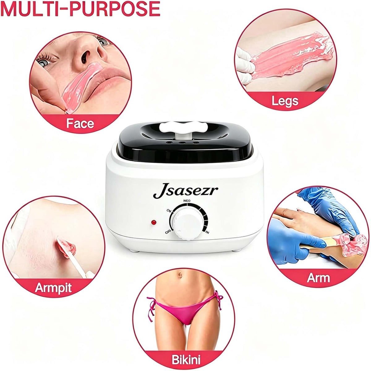 Jsasezr Hair Removal Wax Pot Heater Warmer Kit for Easy At-Home Waxing NEW