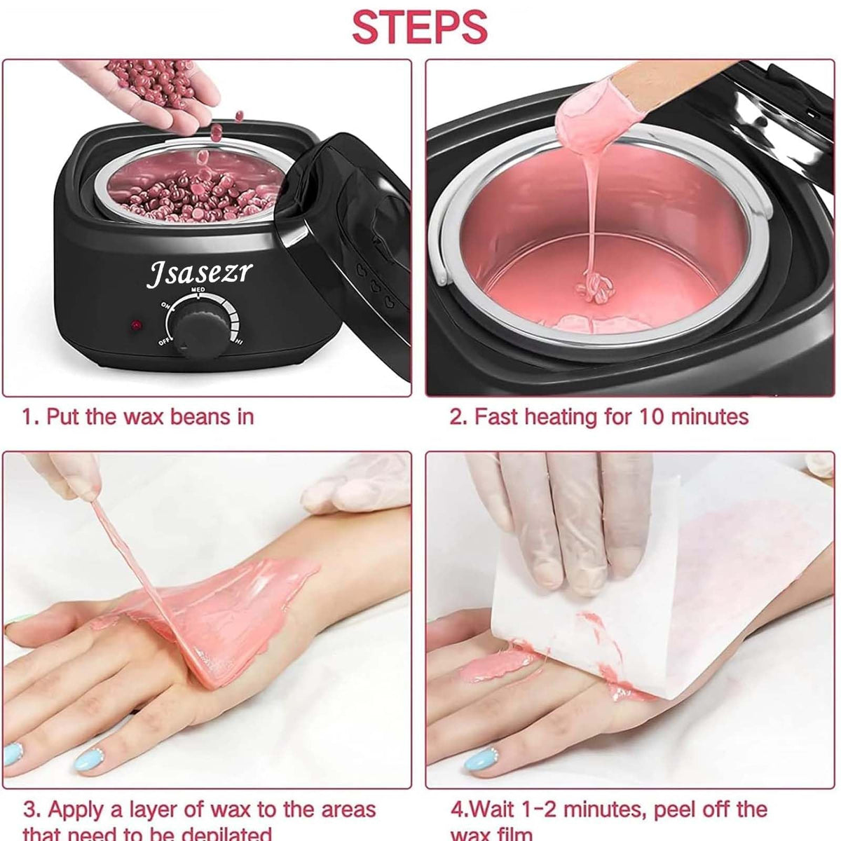 Jsasezr Hair Removal Wax Pot Heater Warmer Kit for Easy At-Home Waxing NEW