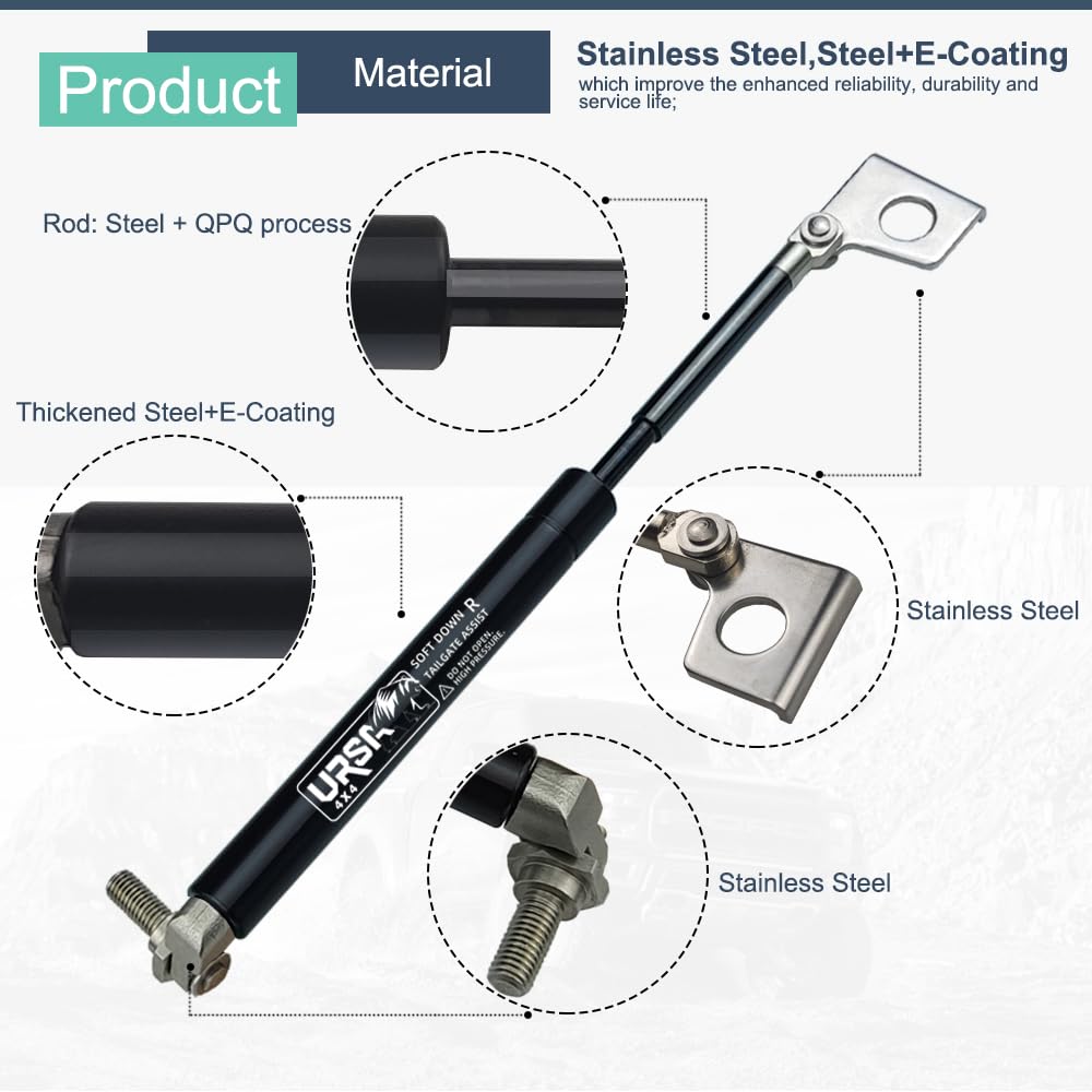 URSA 4X4 Tailgate Assist Struts Kit for Volkswagen Amarok 2010-2022 Black NEW