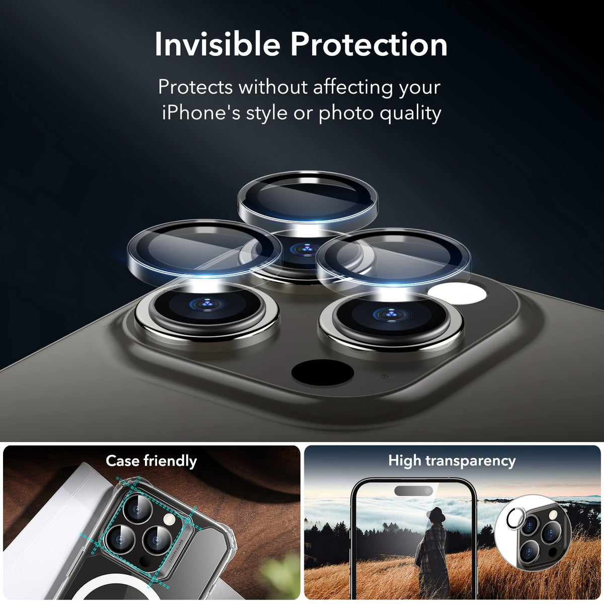 ESR Privacy Black Tempered Glass Screen Protector for iPhone 15 Pro Max 6.1 NEW