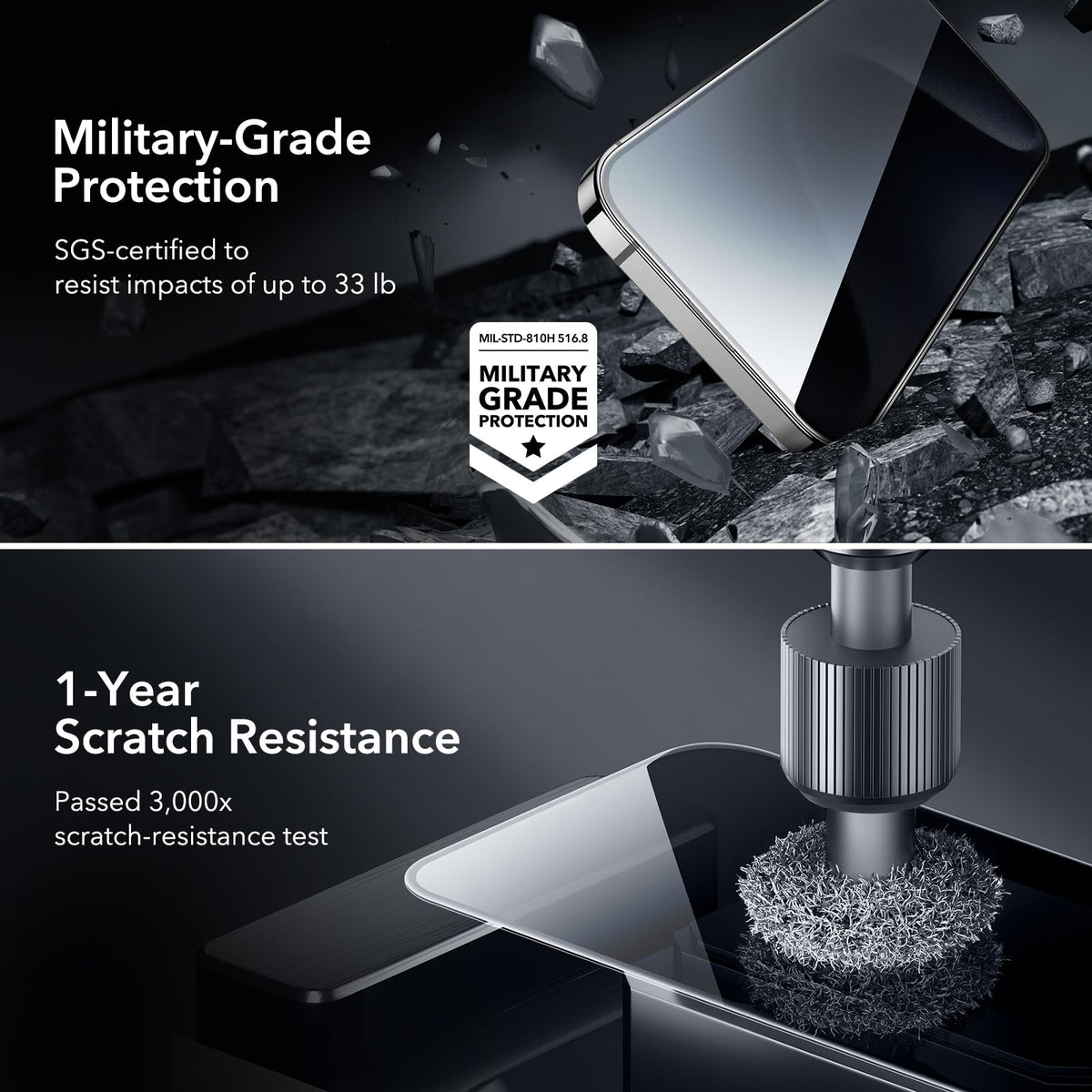 ESR Privacy Black Tempered Glass Screen Protector for iPhone 15 Pro Max 6.1 NEW