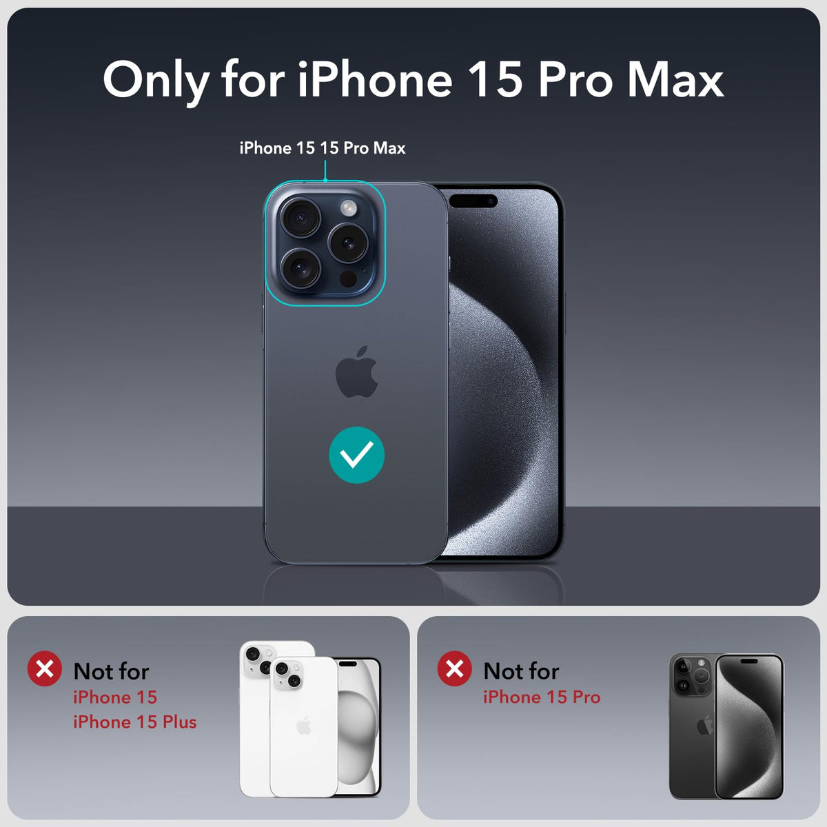 ESR Privacy Black Tempered Glass Screen Protector for iPhone 15 Pro Max 6.1 NEW