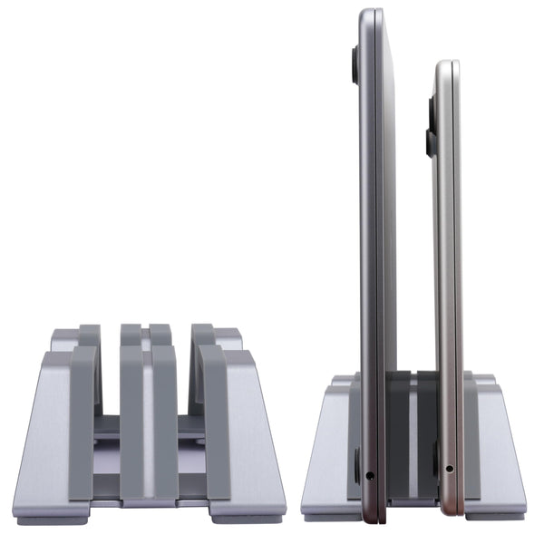 Psitek Adjustable Dual Vertical Laptop Stand Holder, Space Grey, Desk NEW
