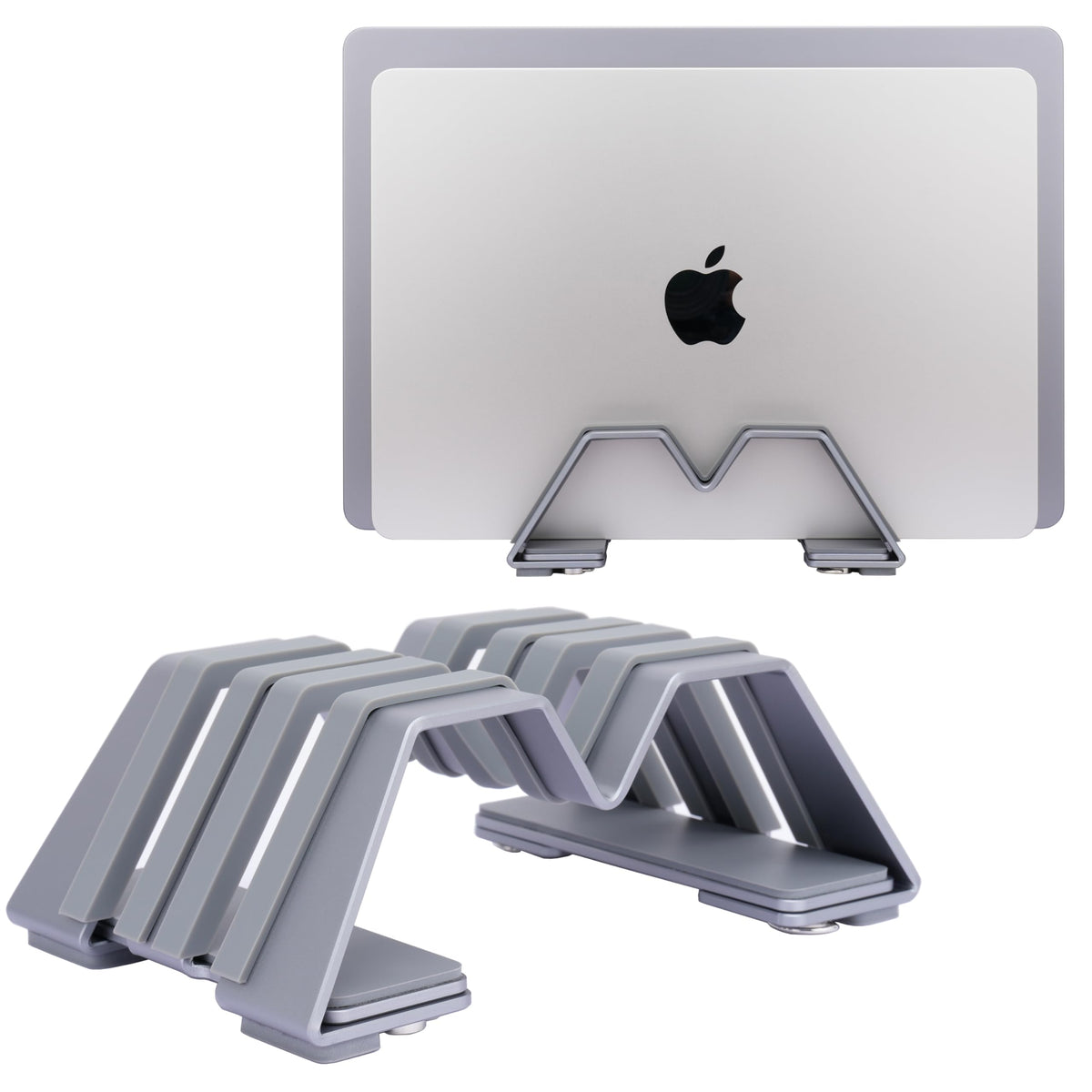 Psitek Adjustable Dual Vertical Laptop Stand Holder, Space Grey, Desk NEW