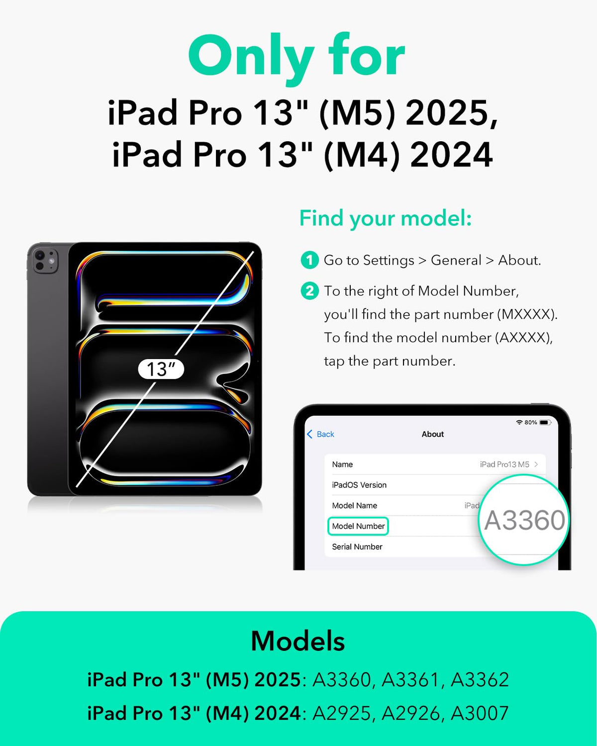 ESR Rotating Tablet Case for iPad Pro 13 Inch 2025/2024 with Removable DEMO
