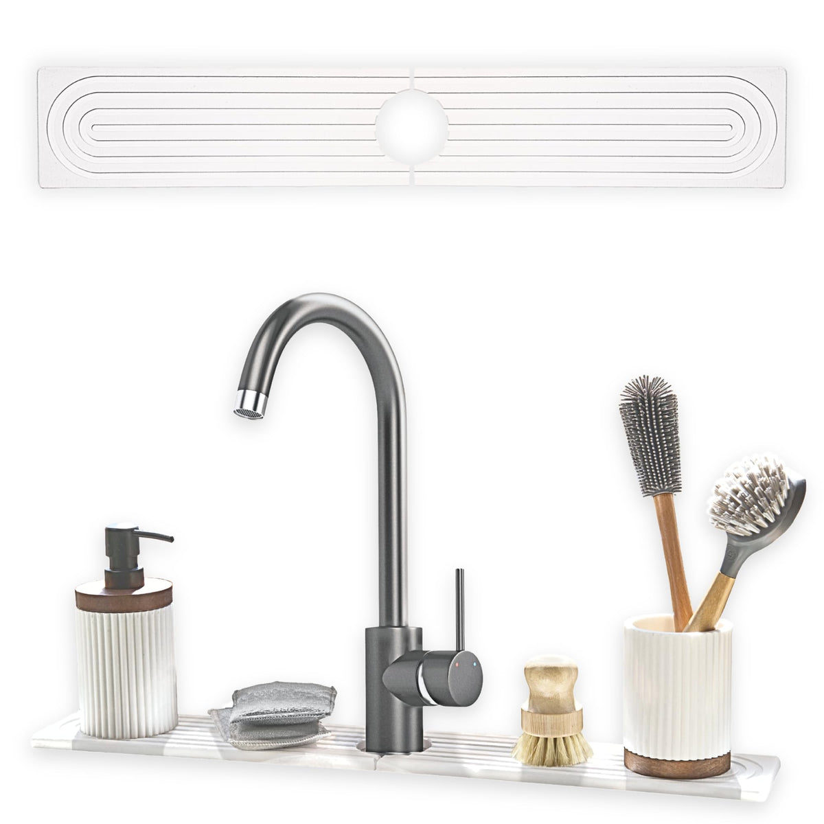 Natureva Diatomite Kitchen Fixtures Sink Splash Guard Arch Chalk Size 60D x NEW