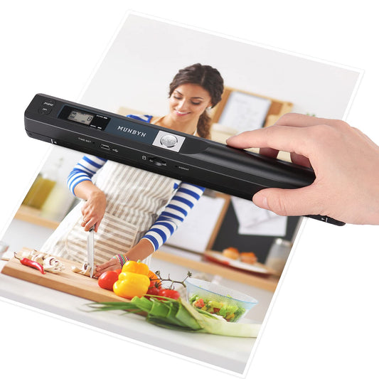 MUNBYN Portable Scanners A4 Document Scanner, 900 DPI Handheld Photo Black NEW